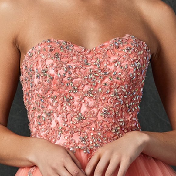 NEW OFF SHOULDER SLEEVELESS BABY DOLL DRESS EMBROIDERED WITH RHINESTONES JT 787 - Picture 4 of 8